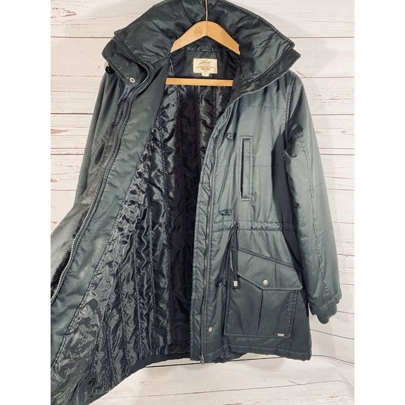 Levis Mens Puffy Long Car Coat Black Full Zip Mens Size XL Jacket Warm Pockets - Picture 9 of 12